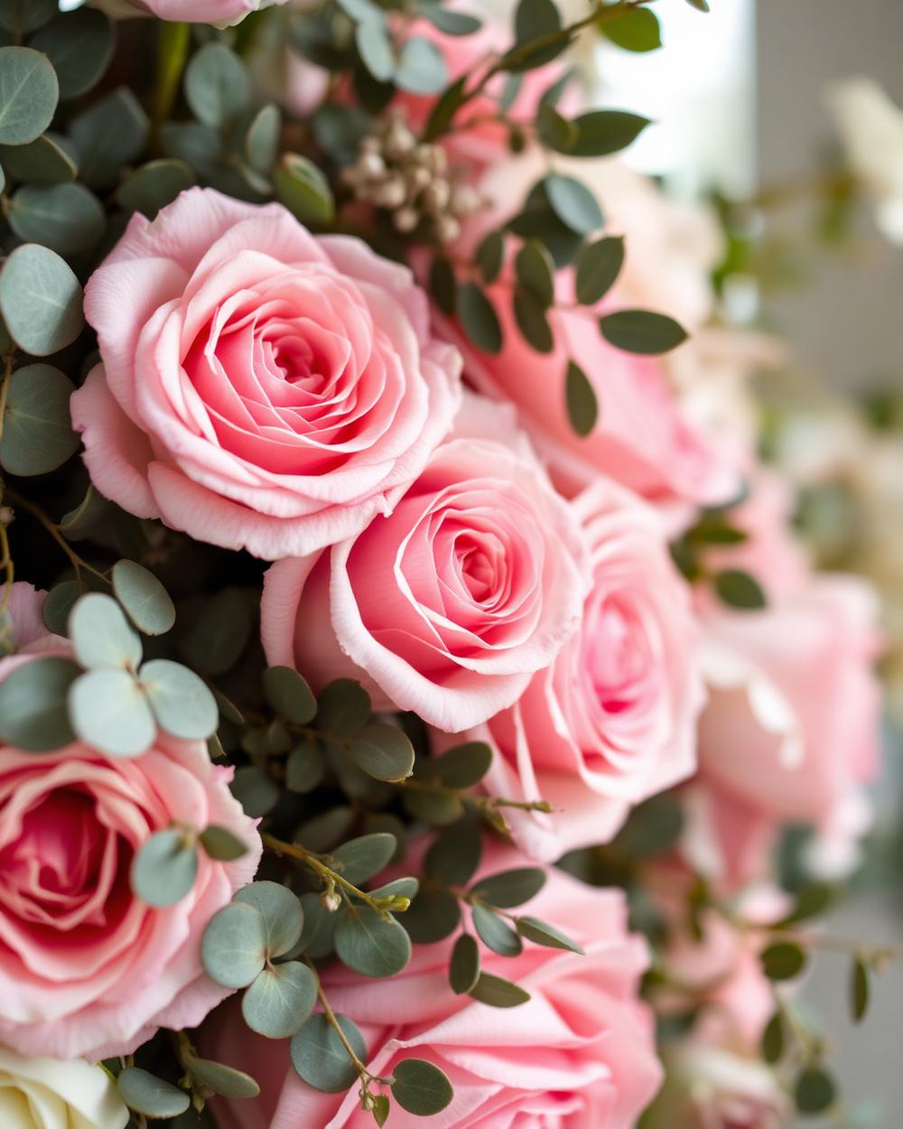 Detail of pink garden roses